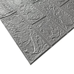 Самоклеющаяся 3D панель Кирпич серый металлик 700*770*4мм